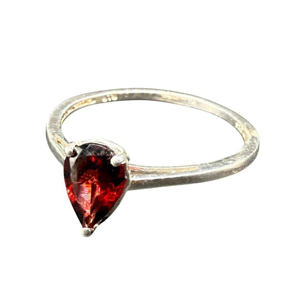 New STS 925 Sterling Silver Red Garnet Ring Size 10